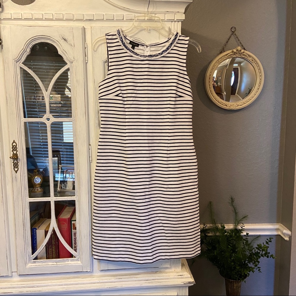 TALBOTS White & Navy Sleeveless Dress